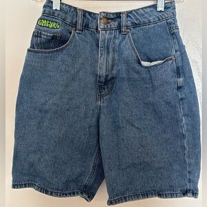 Blue Jorts with Relaxed Straight-Leg Cut